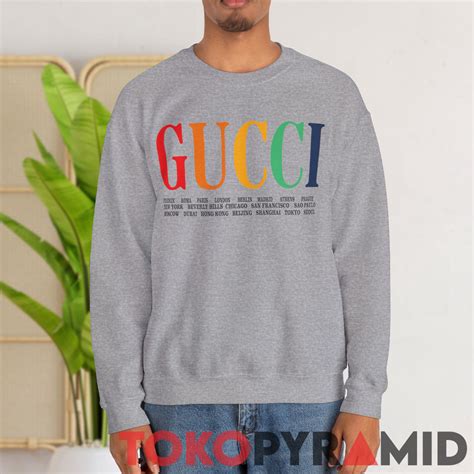 gucci sweater rainbow|Gucci rainbow cities t shirt.